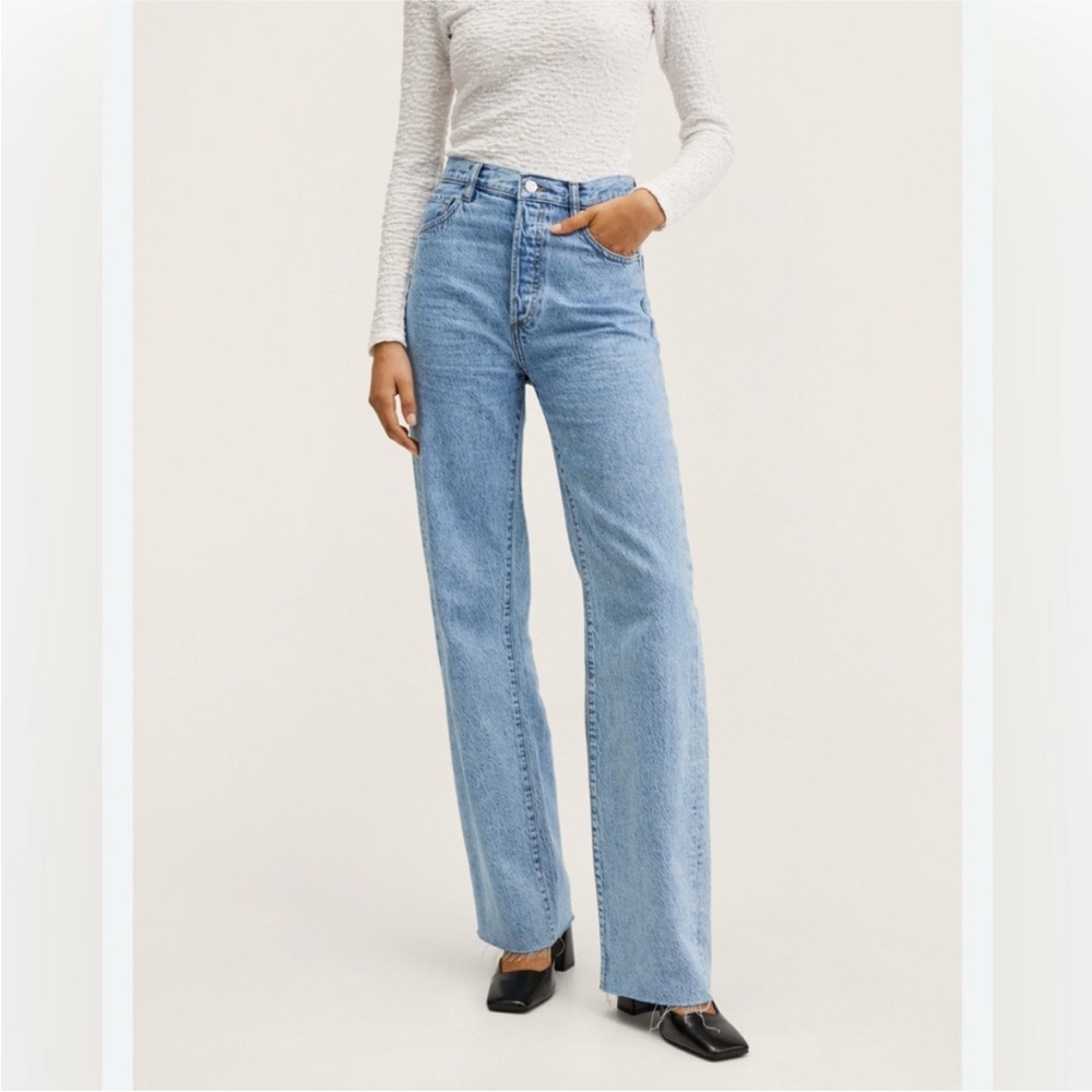 Mango High Rise Wide Leg Jeans